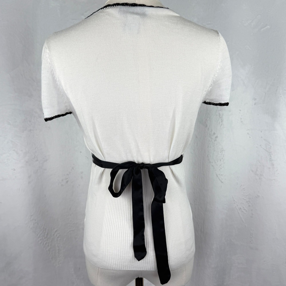 French Girl Balletcore Indie Sleaze Ribbed V Neck Goth Top‎ Coquette Size Small - Picture 3 of 6